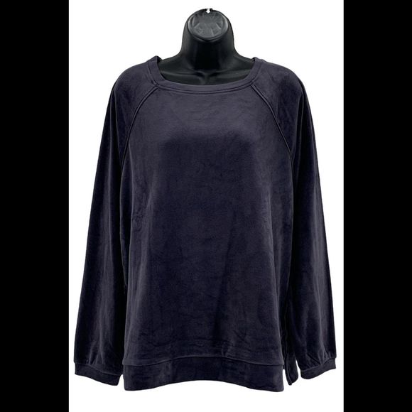Cuddl Duds Tops Cuddl Duds Double Plush Velour Pullover Carbon Gray